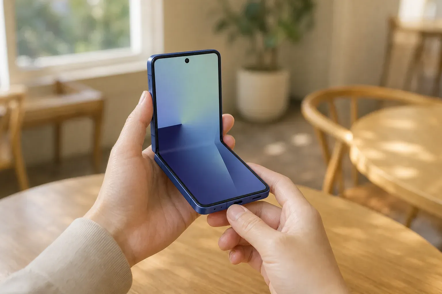Le Samsung Galaxy Z Flip7 tenu en main