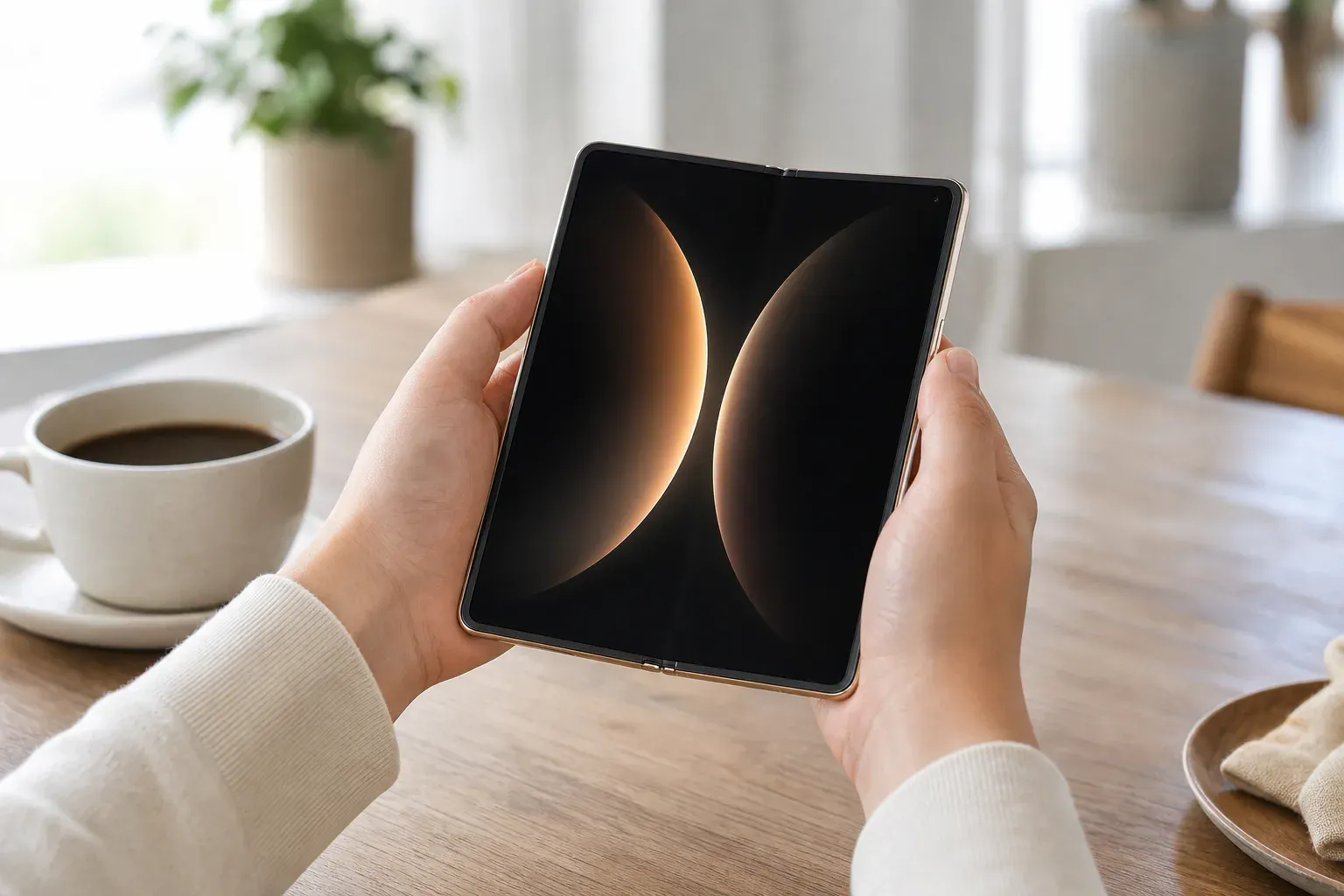 Le Huawei Mate X7 tenu en main