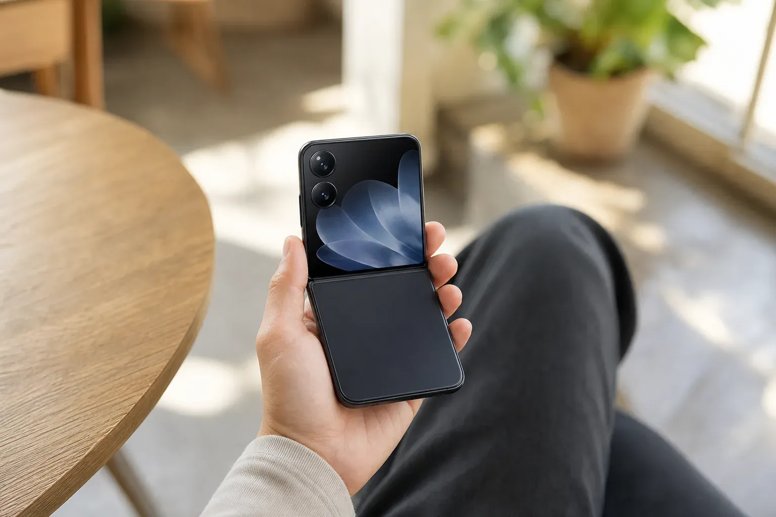 Le Xiaomi Mix Flip tenu en main